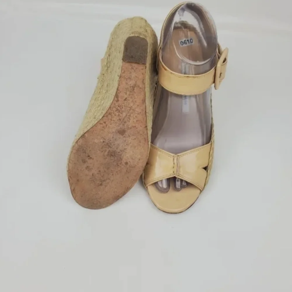 Diane von Furstenberg Sudan leather open toe espadrille wedge sandals